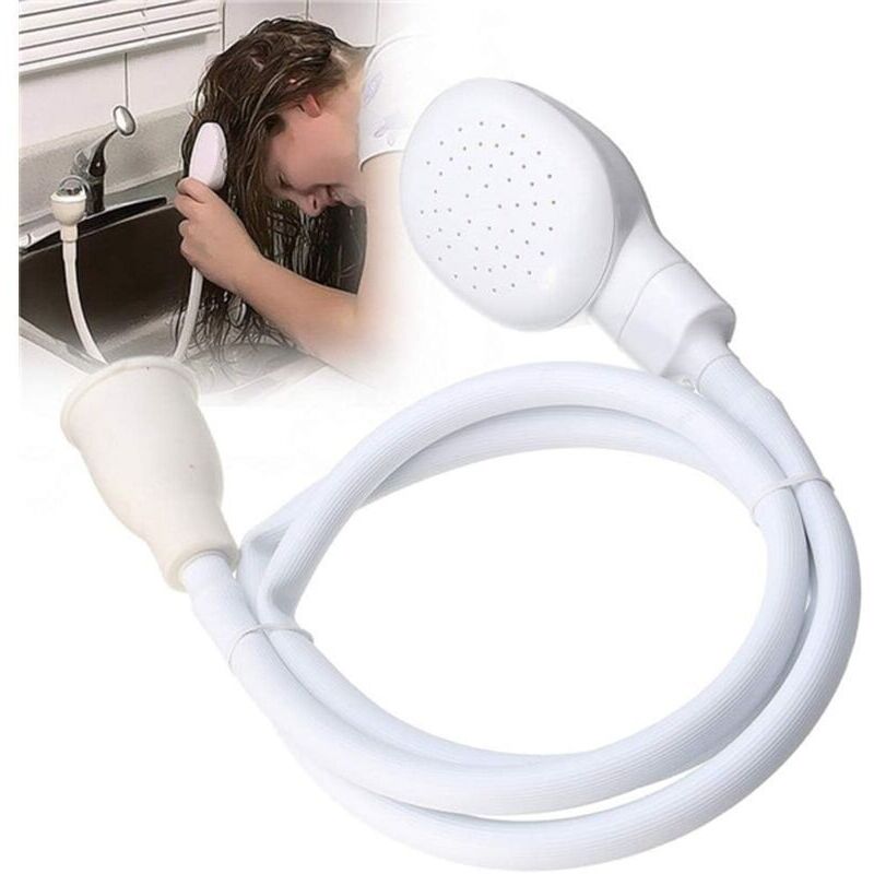 Bathtub, sink, hand shower, pet pressure mixer tap, shower head, 1.3 m, rubber seal (white)