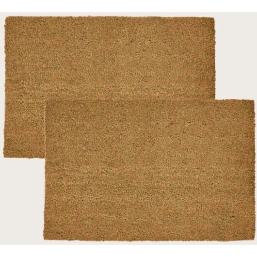 HOMESCAPES Set of 2 Plain Coir Doormats 60 x 40