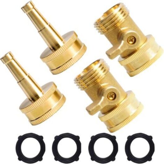 Set of 2 heavy-duty brass hose nozzles, pressure jet nozzle with hose shut-off valve, 3/4" GHT nozzles for garden hose, car wash, 4 extra rubber