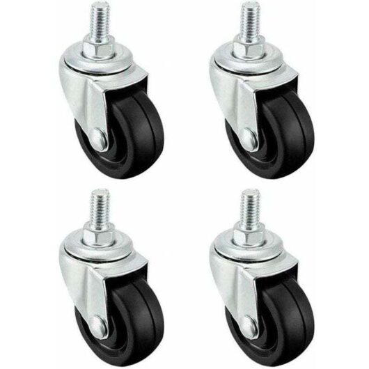 Set of 4 x 40 mm rubber wheels with M8 threaded bolts