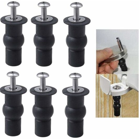 Set of 6 Toilet Seat Screws, Toilet Seat Fittings, Toilet Seat Hinges, Rubber Expansion Nuts, Screw Fixings, Toilet Seat Fittings for Blind Holes