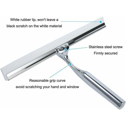 Shower Squeegee, Glass Squeegee, Household Water Squeegee, Stainless Steel, 25.8 x 16.5 cm, Cleaning Squeegee for Bathroom Window