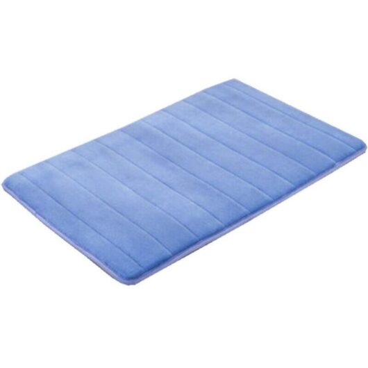 Soft Memory Foam Bath Mat - Non-Slip and Absorbent Rubber Bathroom Mat for Kitchen and Bathroom, 50 x 80 cm, Blue