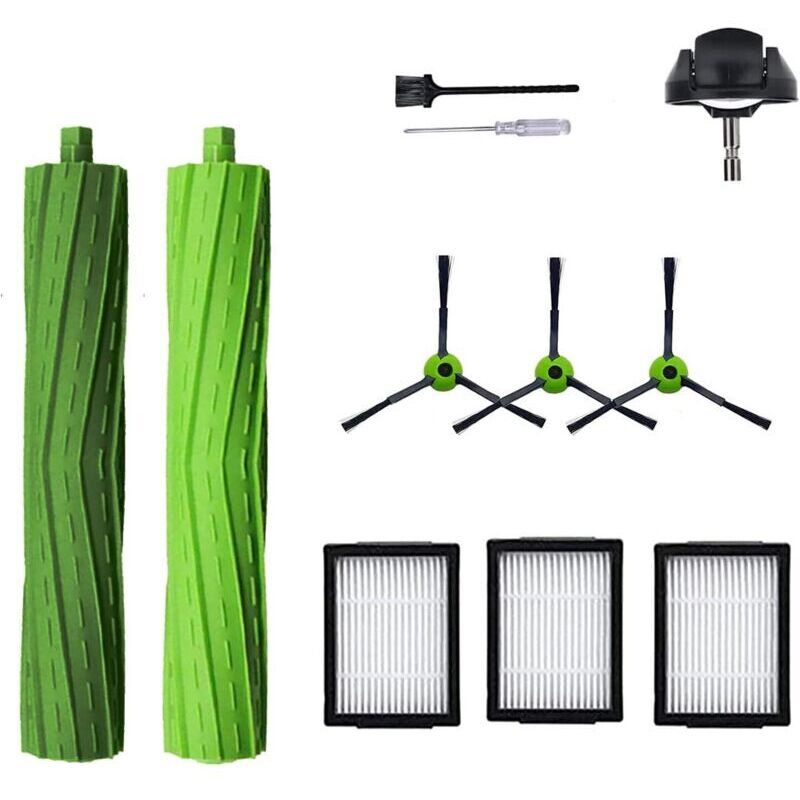 Spare parts for iRobot Roomba J7 I7 I6 I3 I4 I2 I5 I8 I1+/Plus E5 E6 IEJ vacuum cleaners: 1 set of rubber roller brushes, 1 front wheel, 4 filters, 4