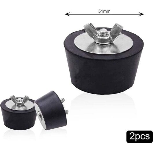Swimming Pool Winterizing Plug, 51 mm Rubber Plug with Stainless Steel Butterfly Nut for Winter Pool Pipe Maintenance Fittings (2 Pieces)