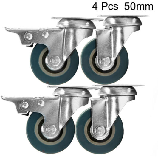 Youyijia 4Pcs Heavy Duty Rubber Swivel Castor Wheels - 50mm, 600kg Capacity - Smooth & Silent Furniture Caster Wheels