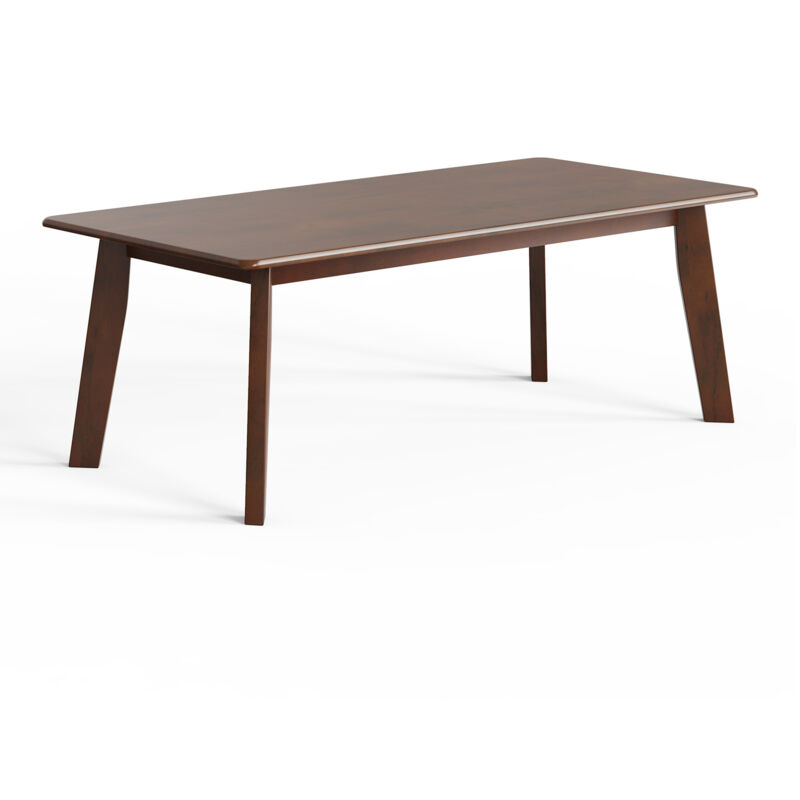 COSTWAY 120CM Rectangular Coffee Table Modern Coffee Table w/Rubber Legs-Brown