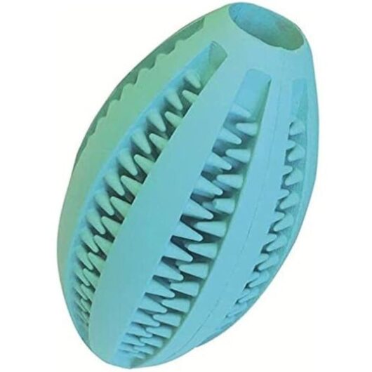 Dog dental ball - GLORIA - Rugby model - 11 cm - Durable rubber - Multi-colored