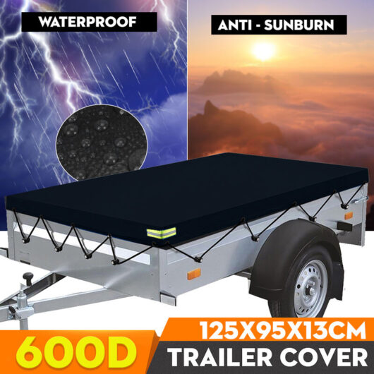 Insma - Trailer Cover Waterproof Windproof Dust Protector With Rubber Belt 125x95x13cm Black