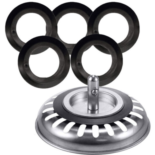 Set of 5 sealing gaskets for bathtub drain, sink, lip seal, rubber gasket for basket strainer