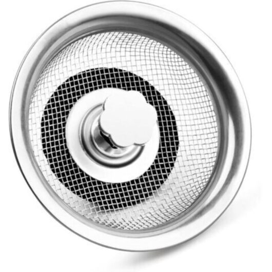 1 Piece Stainless Steel Strainer Basket, Stainless Steel Sink Strainer, Kitchen Sewer Shower Height Adjustable Rubber Stopper, Silver