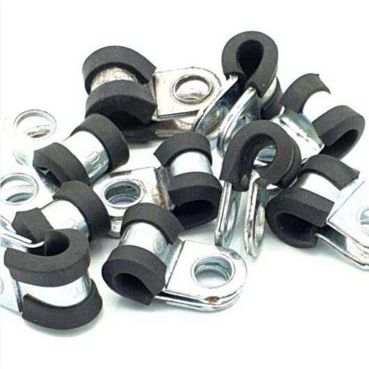 10pcs x 8mm rubber-coated cable p-clips for steel pipe p-clamps