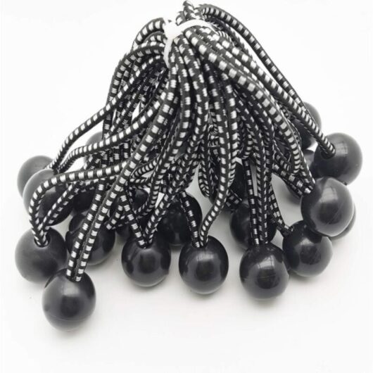 25pcs Professional Rubber Bungee Cord With Ball (Black 150mm) For Tents, Tarps, Posters. Tarp Bungee Cord, Bungee Strap, Tarp Holder, Tarp Rubber,