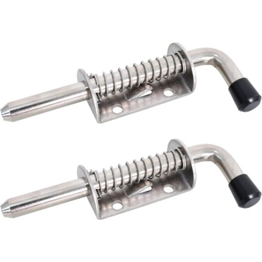 2pcs Stainless Steel Spring Latch, Stainless Steel Spring Bolts, Spring Loaded Latch with Rubber Handle, Spring Loaded Latch Ideal for Doors,