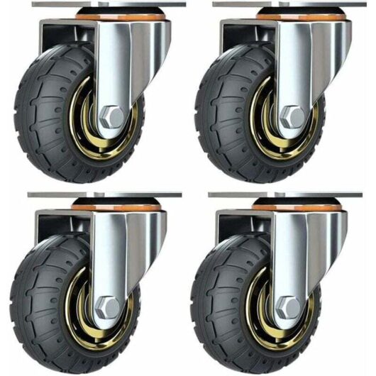 4Pcs 3 Inch Universal Caster Wheels Without Brakes Silent Trolley Wheels Universal Caster Wheels Swivel Casters 75mm Industrial Plate Wheels