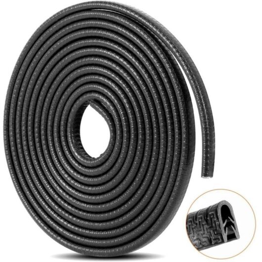 5M U-Shaped Car Door Edge Protectors, Rubber Anti-Collision Car Door Protector (Black)