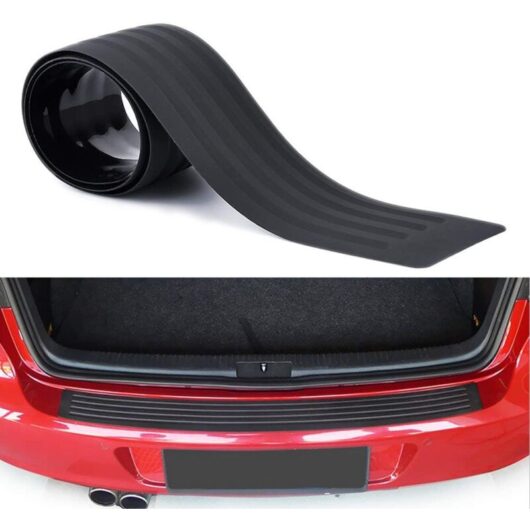 Cyslmuk - 90x8CM Rear Bumper Protector Guard Universal Black Rubber Anti-Scratch Trunk Door Entry Guards Accessory Trim Cover for SUV/Cars
