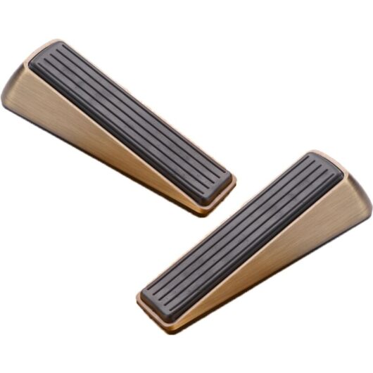 Cyslmuk - Door Stop, Bronze, 2 Pieces Door Block, Floor Door Stop, Heavy Duty Zinc and Rubber Door Wedge, for Bathroom, Kitchen, Children's Room Door