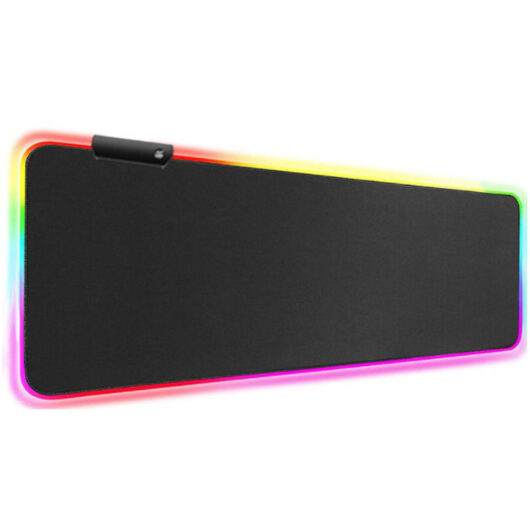 Large RGB Gaming Mouse Pad - 15 Lighting Modes, Touch Control, Extended Soft Computer Keyboard Mat, Durable Stitched Edges and Non-Slip Rubber Base