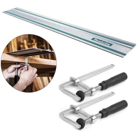 Makita - Aluminum Plunge Saw Guide Rail 1.5m 1500mm 59'' DSP600 + Pair t Clamps
