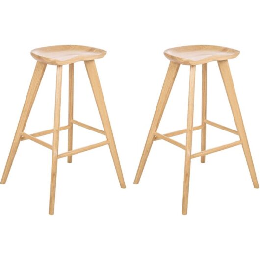 Set of 2 Bar Stools CANDO Light Brown