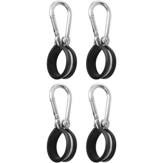 Set of 4 rubber-padded cable ties with buckle, 4 cable clips, wire rope for hanging in garage, home and workshop, 40 mm inner diameter