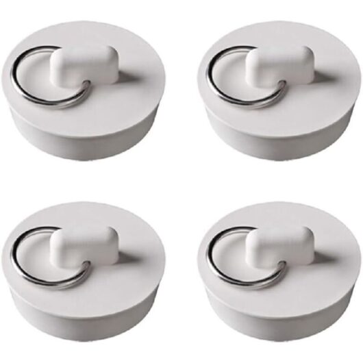 Set of 4 universal rubber drain plugs with hanging ring, for bathtubs, bathrooms, sinks (25 to 28 mm)