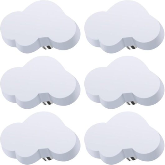 Set of 6 Cloud-Shaped Drawer Knobs, Children's Furniture Knobs, Rubber Knobs for Girls and Boys, for Cabinet Handles, Drawers, Children's Room (White)
