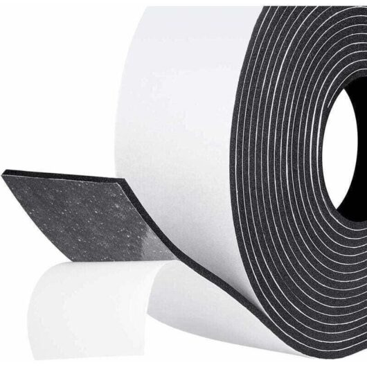 Adhesive soundproofing strip for windows, doors, garages, and showers, 50mm x 3mm x 5m. Anti-cold, shockproof rubber seal for cupboard and furniture