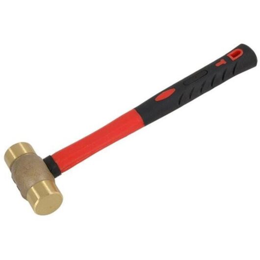 Neilsen 1lb Copper Non Sparking Hammer Rubber Grip Fibreglass Shaft