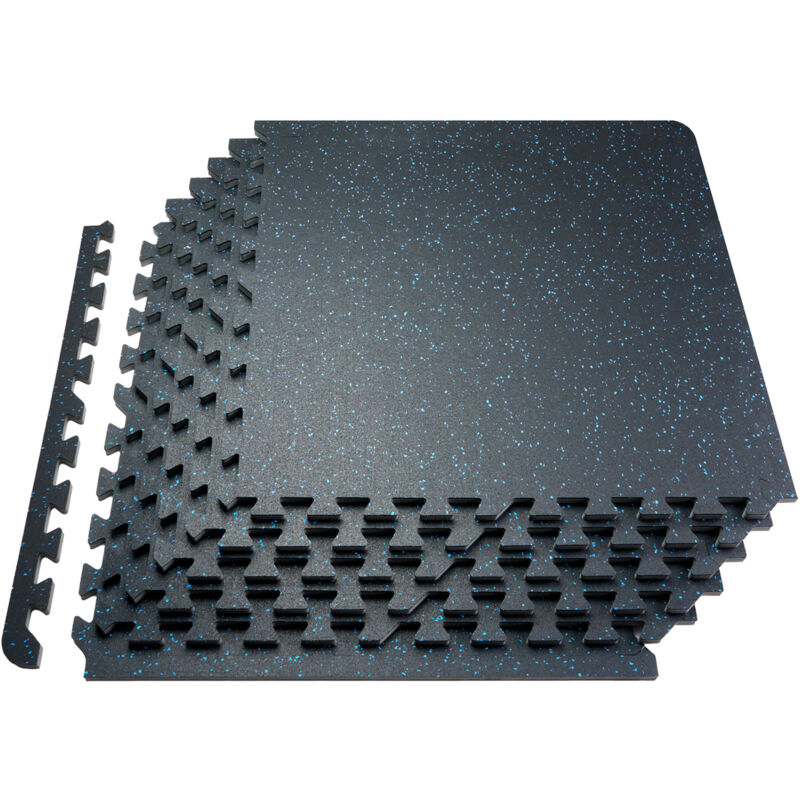 VEVOR 0.56 Inch Thick Gym Floor Mats, 25 Tiles Rubber Top with EVA Foam, 25" x 25" Gym Flooring Workout Mats with 100sq.ft Coverage, Interlocking