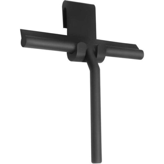 8.7-inch silicone shower squeegee - For glass shower doors and walls - With hanging hook - Black