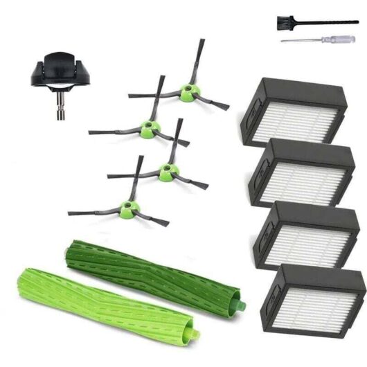 Accessories and spare parts for iRobot Roomba j7 i7 i6 i3 i4 i2 i5 i8 i1+/Plus e5 e6 IEJ series - 1 rubber roller brush, 1 swivel wheel, 4 filters, 4