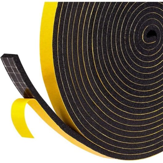 Adhesive Strip Seal for Doors and Windows, 1 roll 12mm x 6mm x 5m, Insulating Rubber Foam Seal, Sound and Cold Insulation