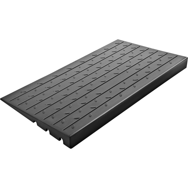 Mophorn - Rubber Threshold Ramp, 4' Rise Doorway Ramp, 3-Channel Cord Cover, Heavy-Duty Rubber for Wheelchairs and Scooters, 2200 Lbs Capacity