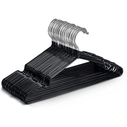 Set of 20 high-quality black metal hangers, 30 x 17 x 0.35 cm, space-saving, suitable for wardrobes