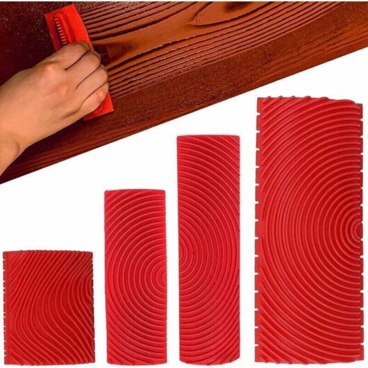 Set of 4 Wood Grain Rubber Imitation Wood Grain Tool Wood Graining Rubber Imitation Wood Grain Painting Texture Tools for Home Walls, Wood Grain