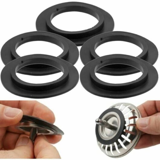 Sink plug gaskets, rubber sink gaskets, strainer gaskets, 5-piece replacement sink gasket set, rubber sink plug gaskets