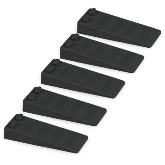Soft Rubber Door Wedge, Adjustable Height, Non-Slip Block, Odorless Door Stop, For Carpet, Concrete, Hardwood Floors (Black)