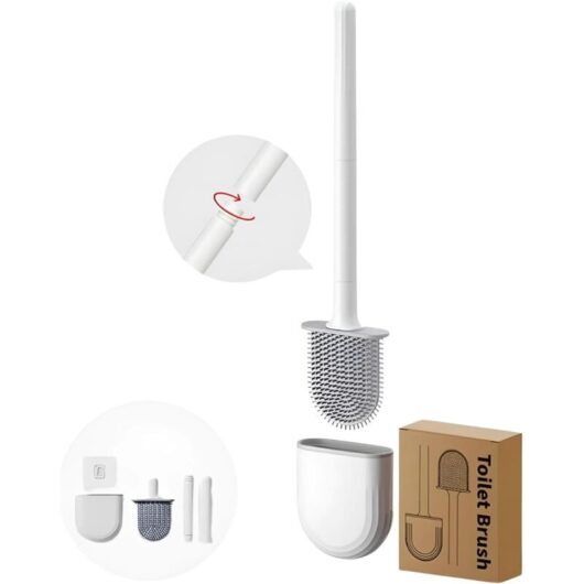 Toilet Brush,Toilet Brush,Toilet Brush,Silicone Toilet Brush and Holder Ventilated Toilet Brush Quick Drying Odorless Bathroom Toilet Brush